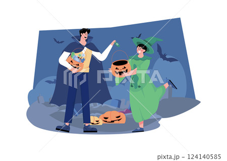Happy Halloween Illustration concept on white background Happy Halloween Illustration concept on white background 124140585