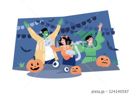 Happy Halloween Illustration concept on white background Happy Halloween Illustration concept on white background 124140587