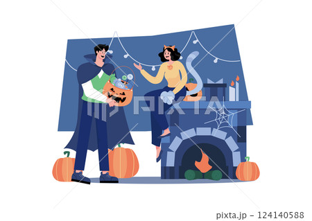 Happy Halloween Illustration concept on white background 124140588