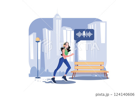 Woman Listening To A Podcast While Jogging 124140606
