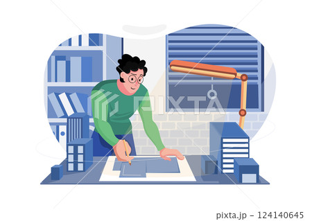 Man Working Till Late Hours 124140645