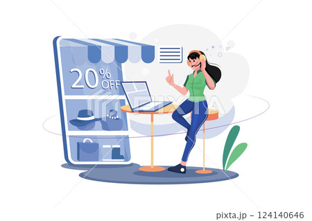 Customer Service Illustration concept. A flat illustration isolated on white background Customer Service Illustration concept. A flat illustration isolated on white background 124140646