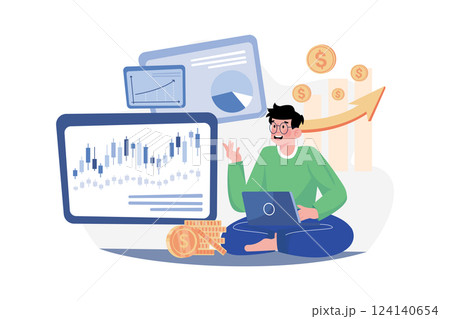 Stock Market Research Illustration concept. A flat illustration isolated on white background Stock Market Research Illustration concept. A flat illustration isolated on white background 124140654