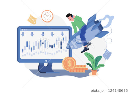 Investment Loss Illustration concept. A flat illustration isolated on white background 124140656