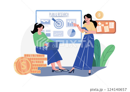 Business Investment Illustration concept. A flat illustration isolated on white background 124140657