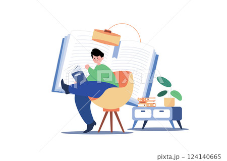 Man reading a novel in leisure time 124140665