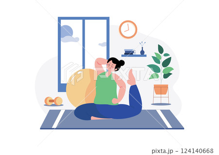 Woman doing yoga Illustration concept. A flat illustration isolated on white background 124140668