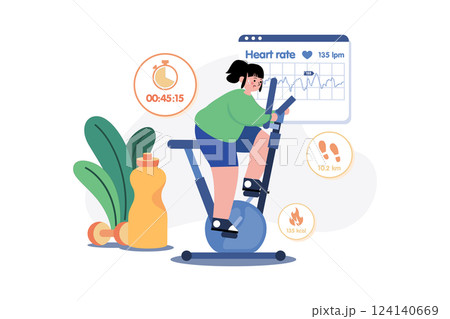 Girl doing physical workout by cycling 124140669