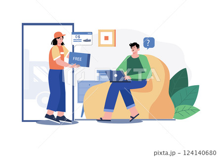 Man getting free product delivery 124140680