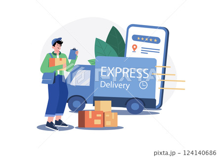 Express delivery service Illustration concept. A flat illustration isolated on white background 124140686