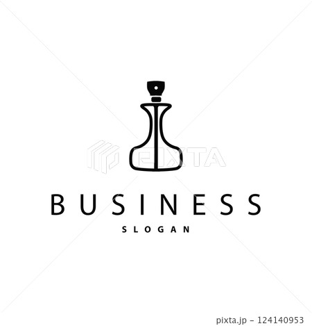 perfume logo design illustration of aromatic perfume with a simple minimalist bottle concept line templet product brand concept 124140953