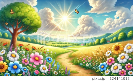 花畑のある風景 124141012
