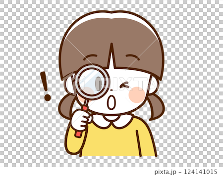 Child_Girl looking through a magnifying glass_! 124141015