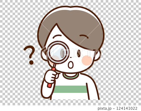 Child_Boy looking through a magnifying glass_? 124141022