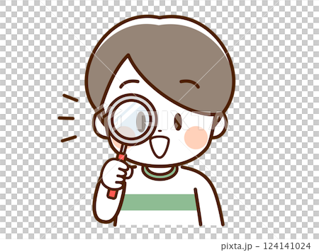 Child_Boy looking through a magnifying glass_Discovery Child_Boy looking through a magnifying glass_Discovery 124141024