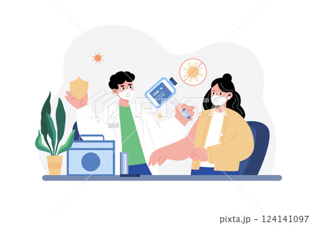 Vaccination Covid-19 Illustration concept. A flat illustration isolated on white background 124141097