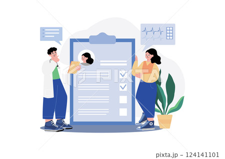 Doctor Verifying Patient Medical Report 124141101