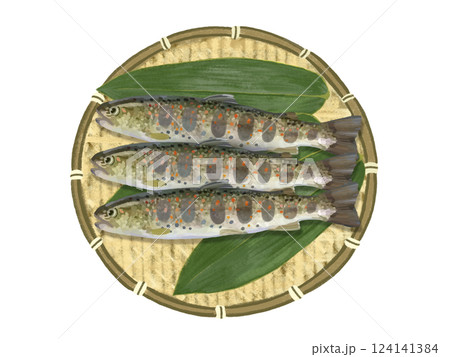 アマゴ（ザル、笹の葉付き） 124141384