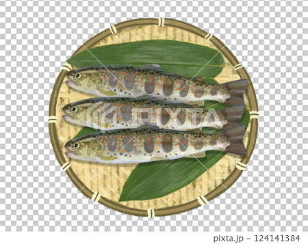 アマゴ（ザル、笹の葉付き） 124141384