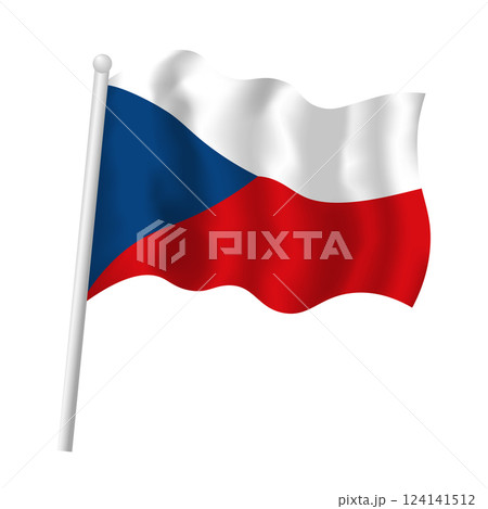 Czech Republic flag vector isolated object illustration. Czechia flag on flagpole waving 124141512