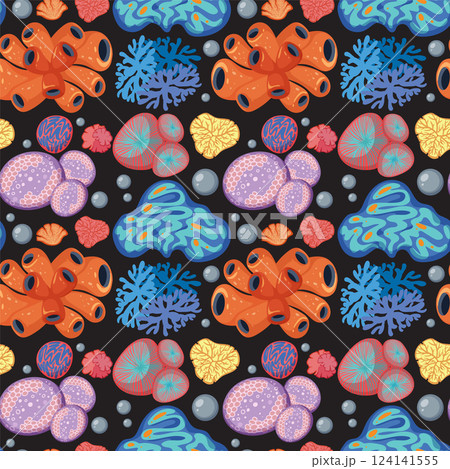 Colorful Coral Reef Pattern Design 124141555