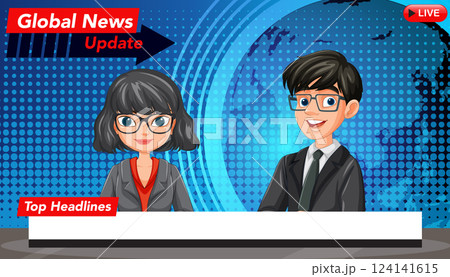 Animated Global News Broadcast Illustration Animated Global News Broadcast Illustration 124141615