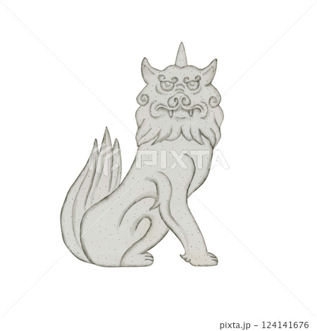 神の使い　狛犬　神獣 霊獣　水彩 イラスト 124141676