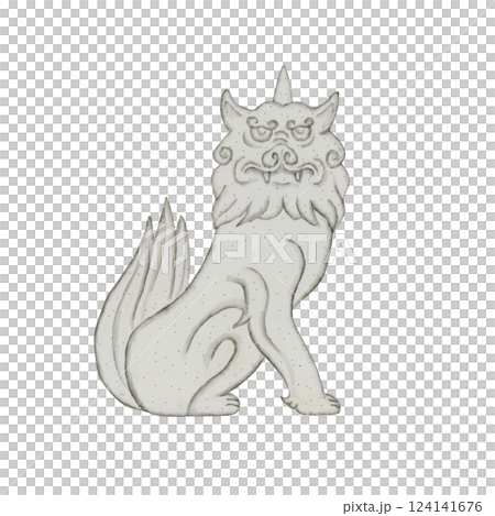 神の使い　狛犬　神獣 霊獣　水彩 イラスト 124141676