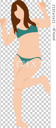 身穿泳衣的女子擺姿勢的插圖 124141812