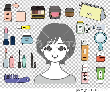 婦女及化妝品及補品插圖集 124141883