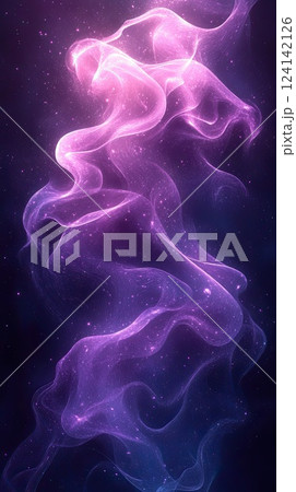 Ethereal purple wisps swirl gracefully in a cosmic backdrop at night 124142126