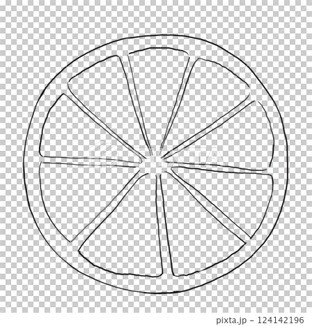 線画　レモンの断面イラスト 124142196