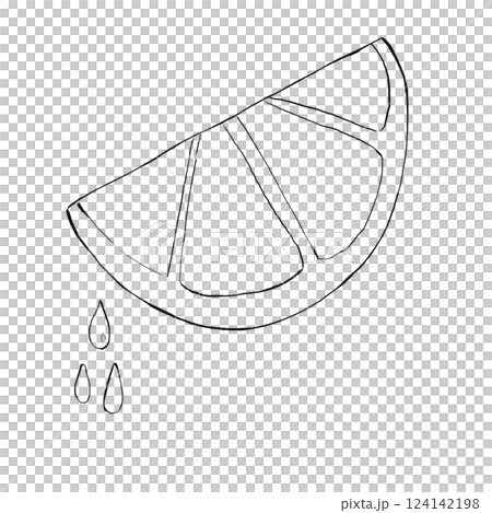 半分のレモンの線画イラスト 124142198