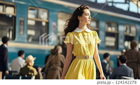 電車を待つ可憐な女性 電車を待つ可憐な女性 124142279