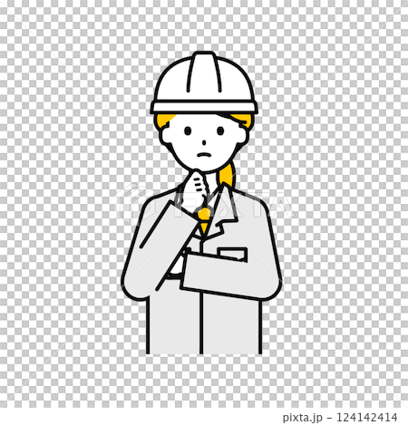 上半身のポーズ_シンプルな作業員の女性10 124142414