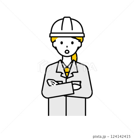 上半身のポーズ_シンプルな作業員の女性11 124142415