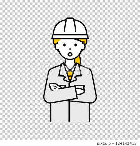 上半身のポーズ_シンプルな作業員の女性11 124142415