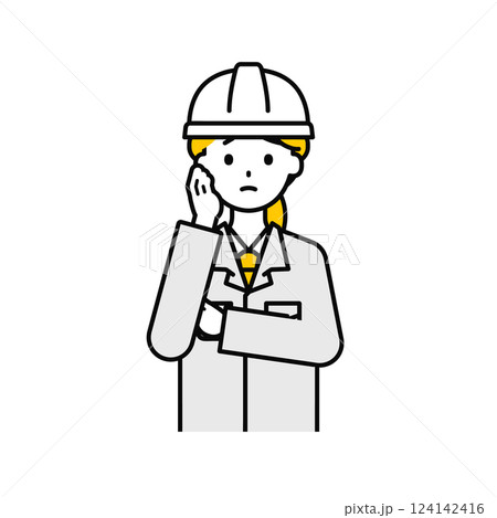 上半身のポーズ_シンプルな作業員の女性12 124142416