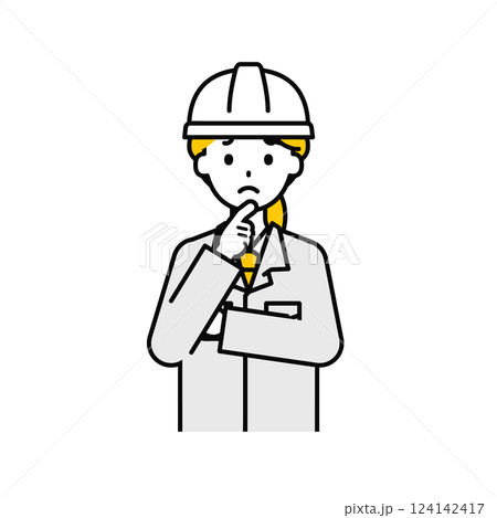 上半身のポーズ_シンプルな作業員の女性13 124142417