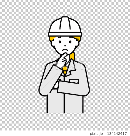 上半身のポーズ_シンプルな作業員の女性13 124142417