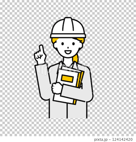 上半身のポーズ_シンプルな作業員の女性16 124142420