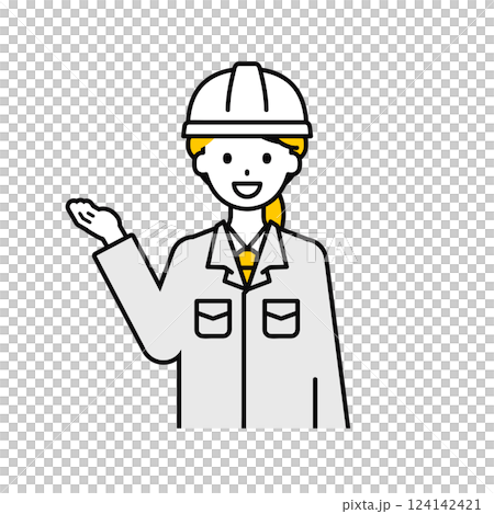 上半身のポーズ_シンプルな作業員の女性17 124142421
