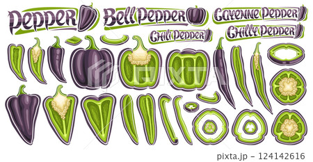 Vector Black Pepper Set 124142616