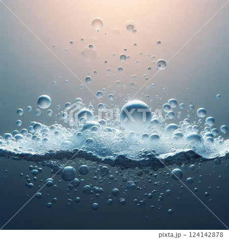 水中に浮かぶ泡 124142878