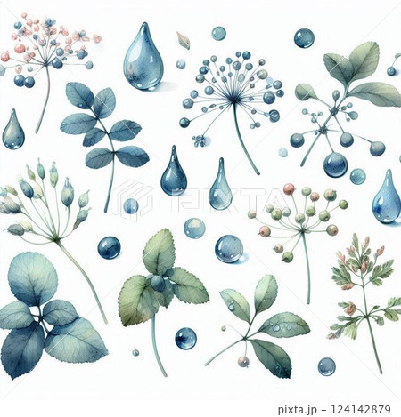 水彩で描いた薔薇のフレーム素材 124142879