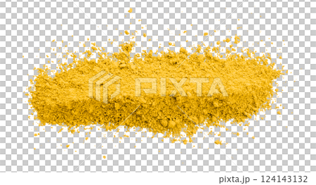 Yellow powder isolated on transparent background. Yellow powder isolated on transparent background. 124143132