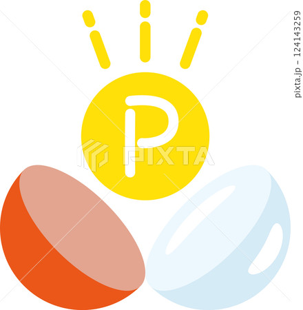 ポイント獲得！カプセルとコインのアイコン 124143259
