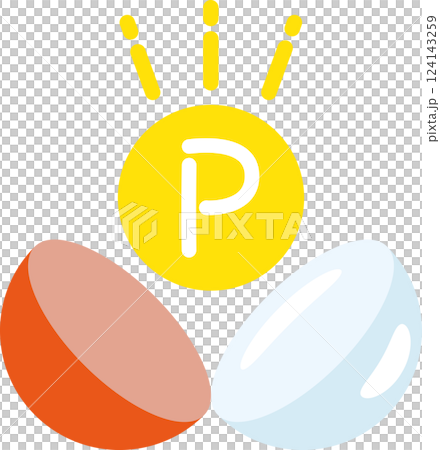 ポイント獲得！カプセルとコインのアイコン 124143259