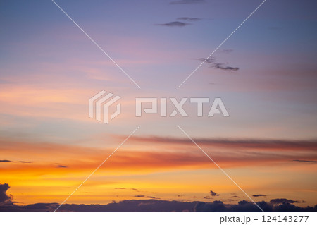 colorful dramatic sky with cloud at sunset 124143277