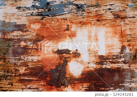 A background of peeling paint and rusty old metal 124143281